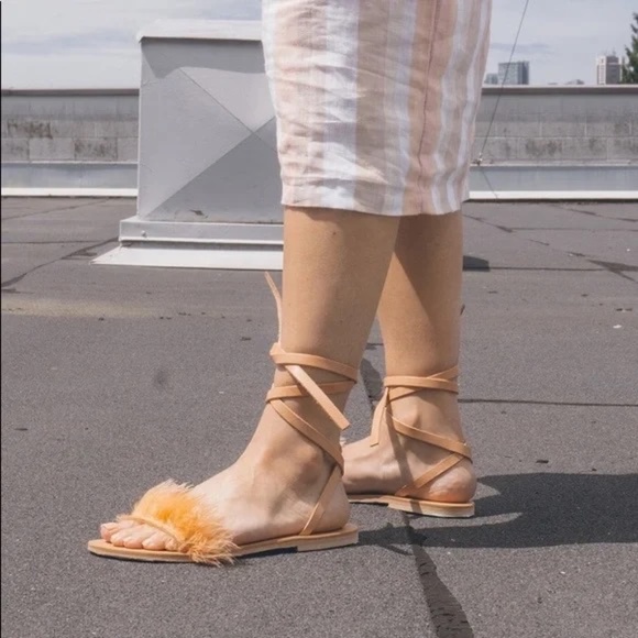 CHARLOTTE STONE Yvonne Ostrich Feather Sandals - Picture 2 of 11